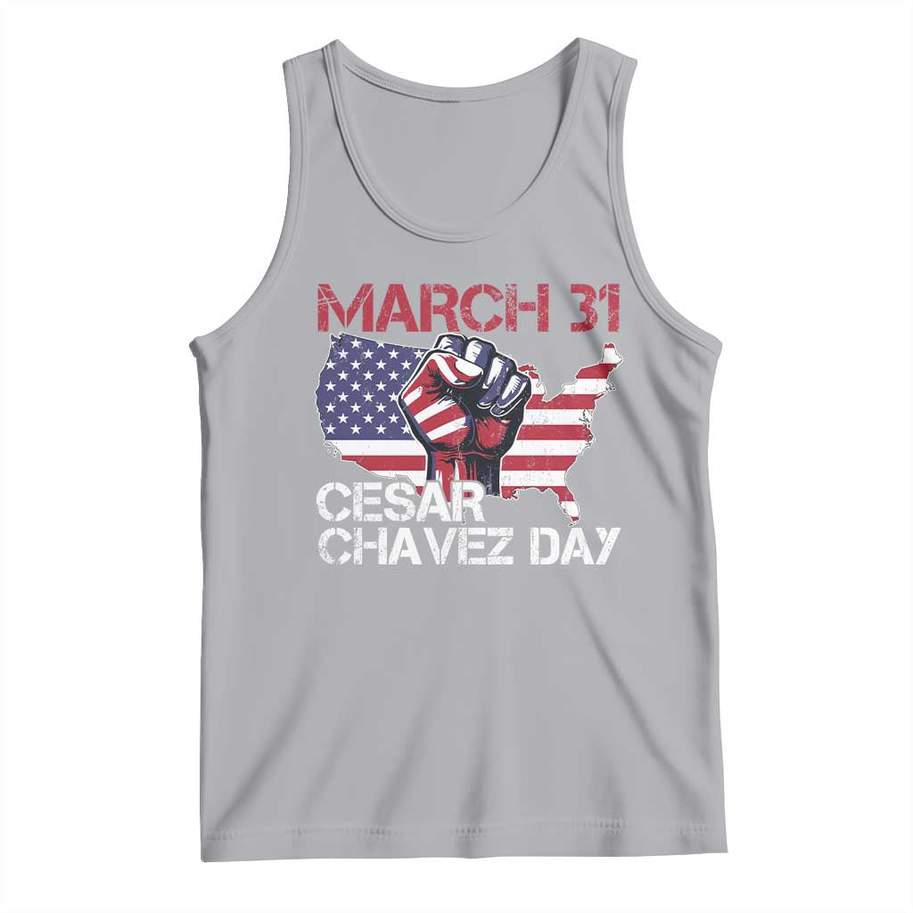 Cesar Chavez Day Tank Top March 31 Hand Fist American Flag TS11 Athletic Heather Print Your Wear