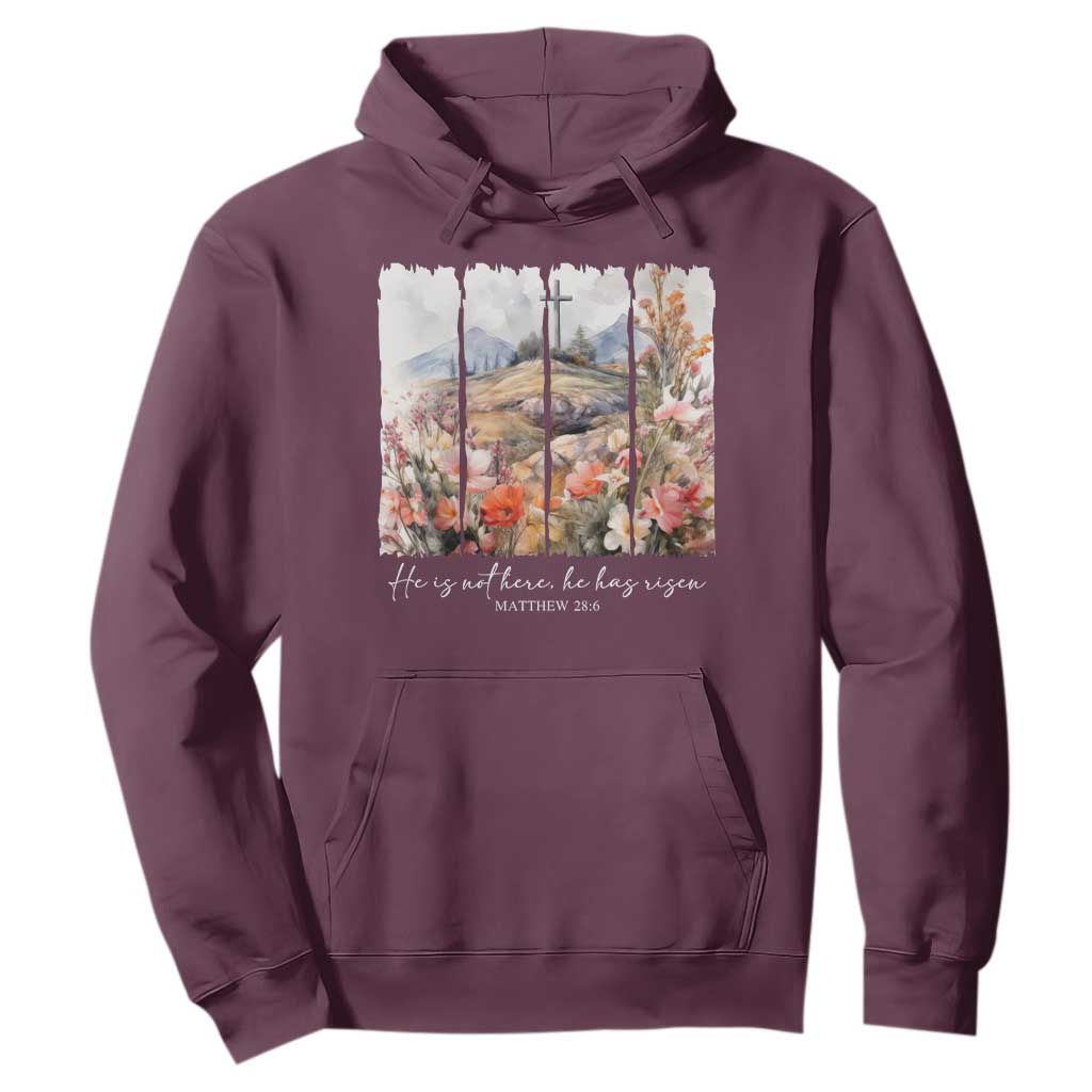 He Is Not Here He Has Risen Hoodie Christian Easter Religious Bible Verse TS11 Maroon Print Your Wear