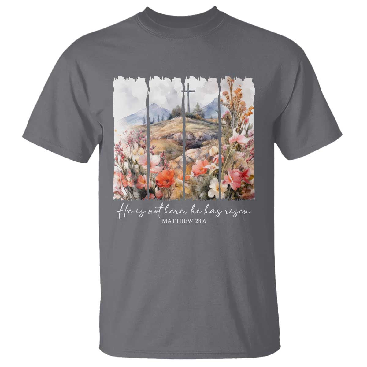 He Is Not Here He Has Risen T Shirt Christian Easter Religious Bible Verse TS11 Charcoal Print Your Wear