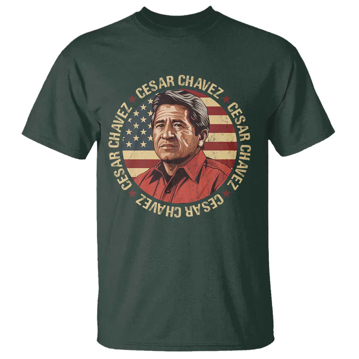 Cesar Chavez T Shirt March Holiday Hispanic Heritage American Map TS11 Dark Forest Green Print Your Wear