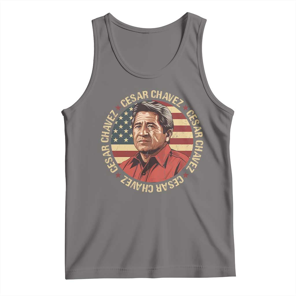 Cesar Chavez Tank Top March Holiday Hispanic Heritage American Map TS11 Deep Heather Print Your Wear