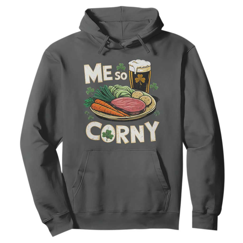 Funny St Patricks Day Me So Corny Hoodie Stout Irish Corned Beef TS11 Dark Heather Print Your Wear