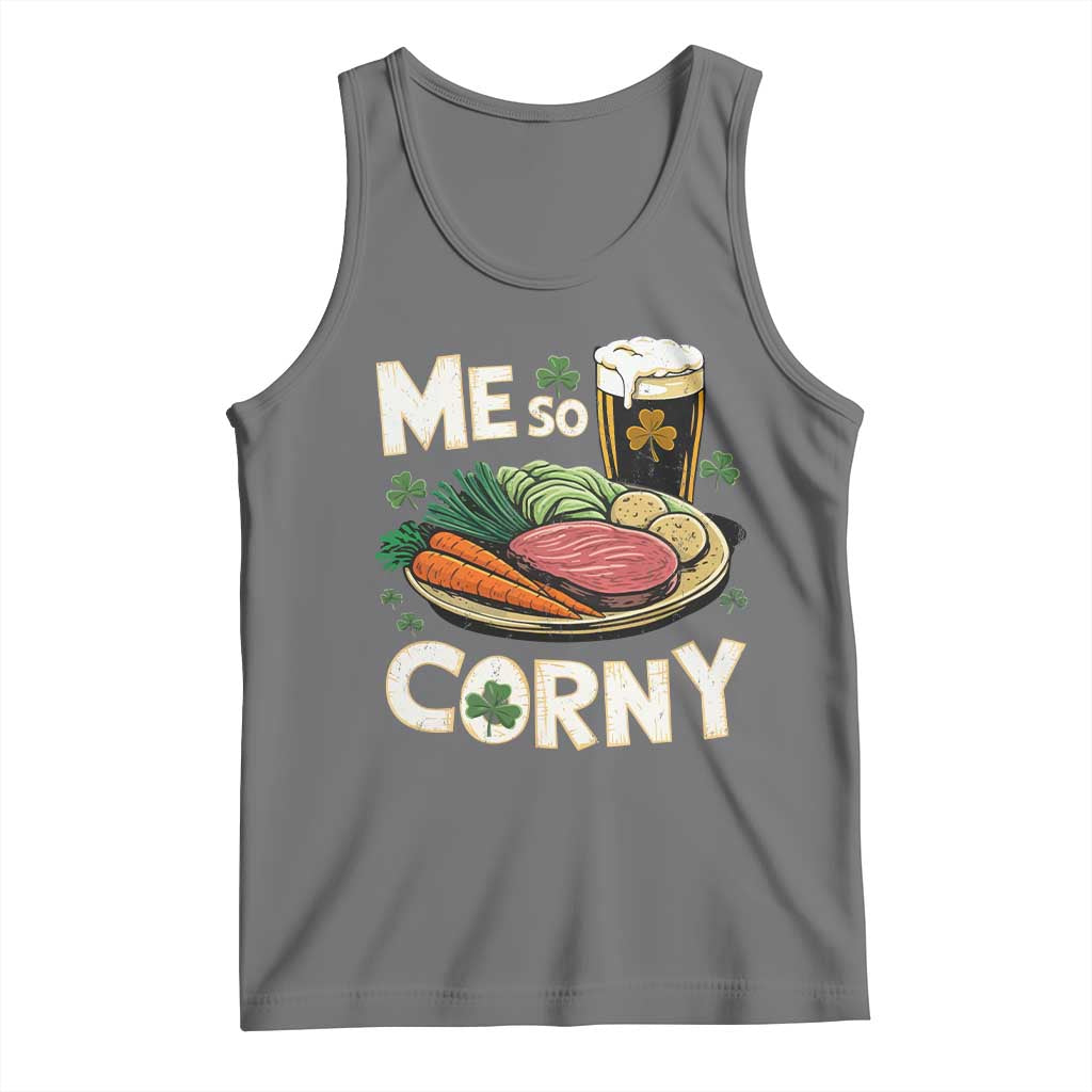 Funny St Patricks Day Me So Corny Tank Top Stout Irish Corned Beef TS11 Black Heather Print Your Wear