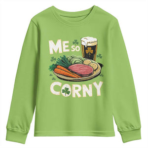 Funny St Patricks Day Me So Corny Youth Sweatshirt Stout Irish Corned Beef TS11 Lime Print Your Wear