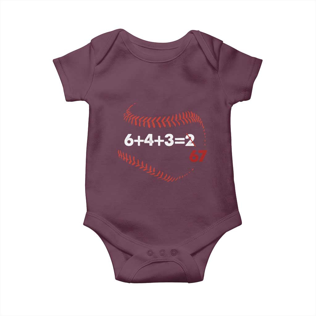 Funny 6432 67 Baseball Baby Onesie Double Play Outs Baseball Player TS11 Maroon Print Your Wear