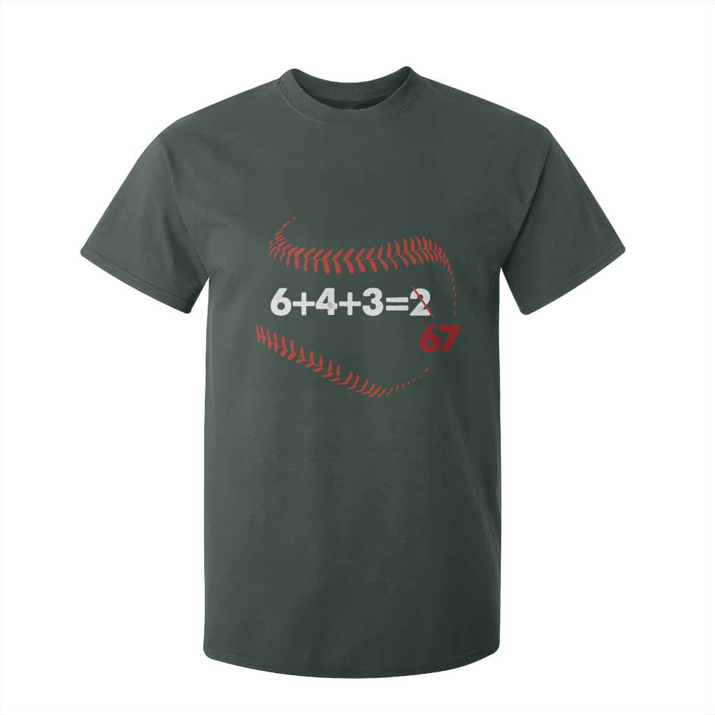 Funny 6432 67 Baseball T Shirt For Kid Double Play Outs Baseball Player TS11 Dark Forest Green Print Your Wear