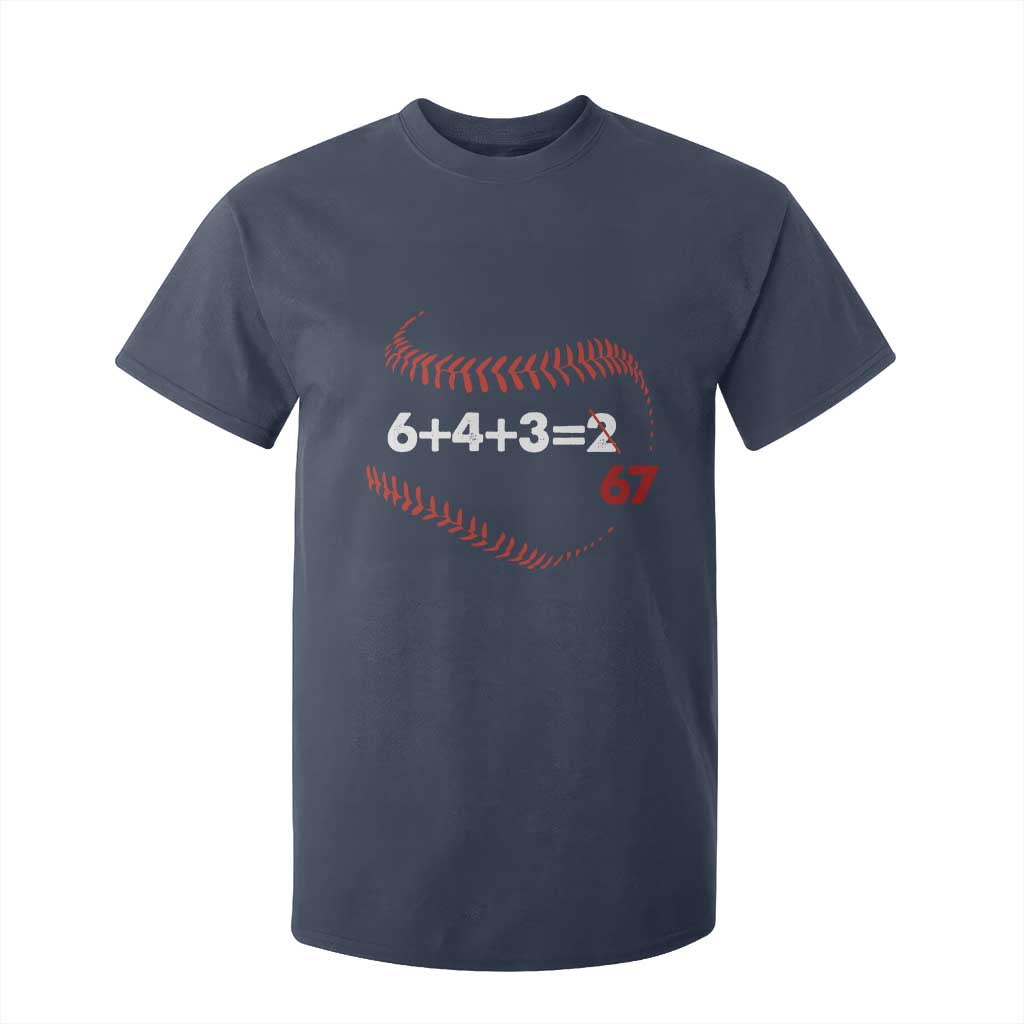 Funny 6432 67 Baseball T Shirt For Kid Double Play Outs Baseball Player TS11 Navy Print Your Wear