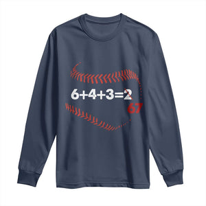 Funny 6432 67 Baseball Long Sleeve Shirt Double Play Outs Baseball Player TS11 Navy Print Your Wear