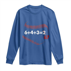 Funny 6432 67 Baseball Long Sleeve Shirt Double Play Outs Baseball Player TS11 Royal Blue Print Your Wear