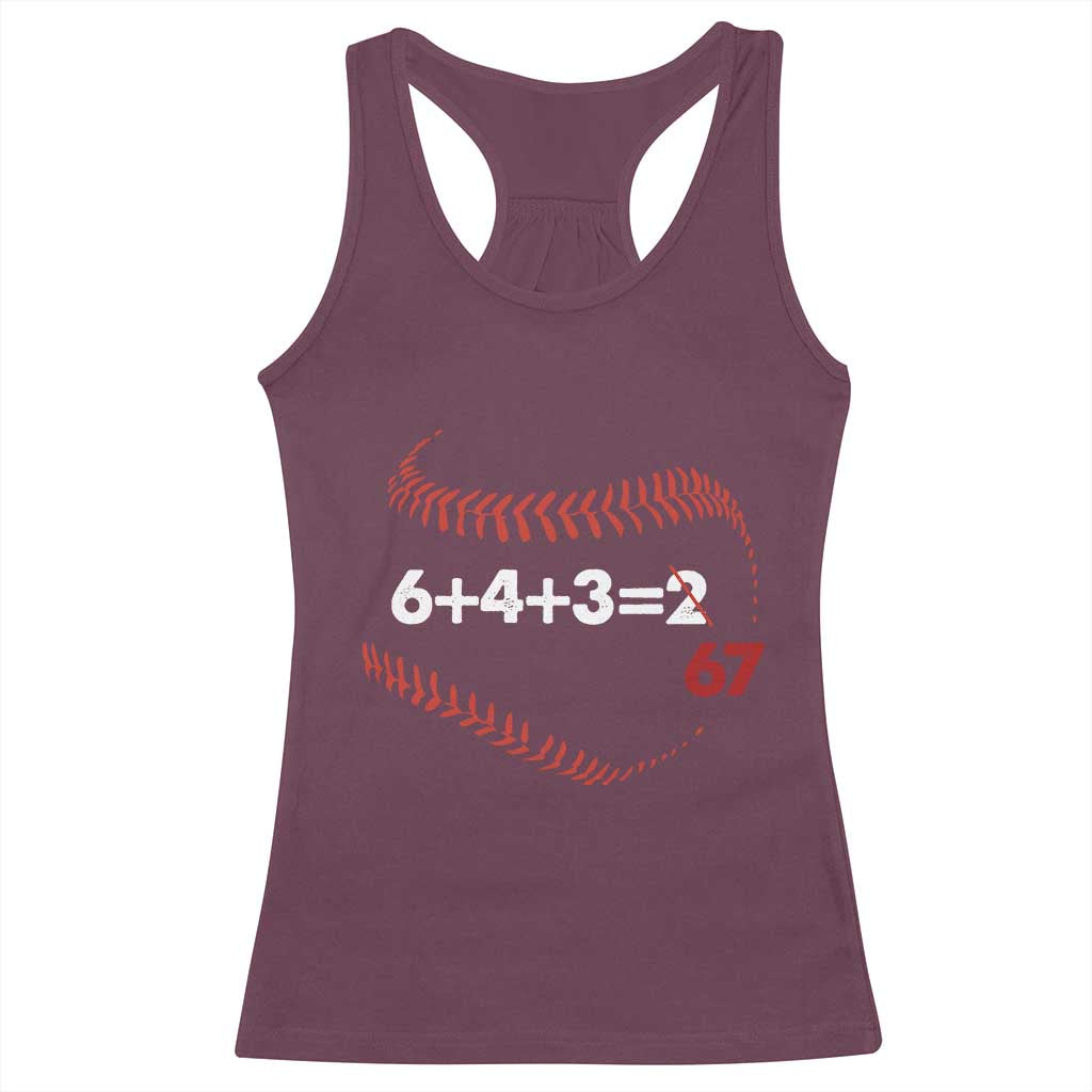 Funny 6432 67 Baseball Racerback Tank Top Double Play Outs Baseball Player TS11 Maroon Print Your Wear