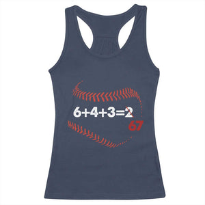Funny 6432 67 Baseball Racerback Tank Top Double Play Outs Baseball Player TS11 Navy Print Your Wear