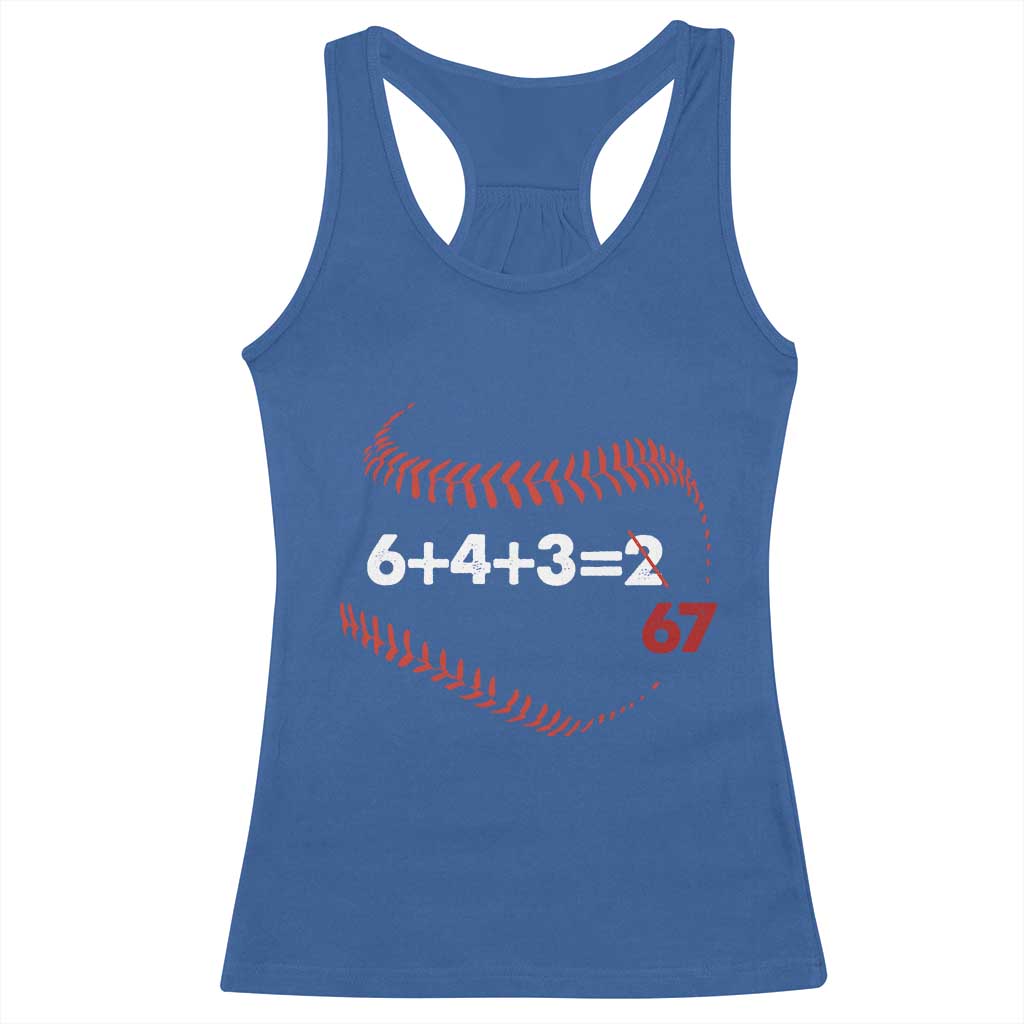 Funny 6432 67 Baseball Racerback Tank Top Double Play Outs Baseball Player TS11 Royal Blue Print Your Wear