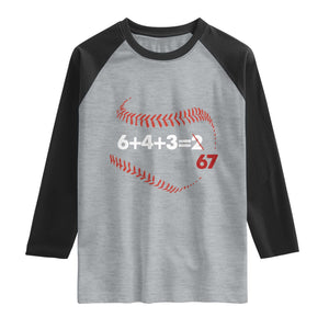 Funny 6432 67 Baseball Raglan Shirt Double Play Outs Baseball Player TS11 Heather Gray Black Print Your Wear
