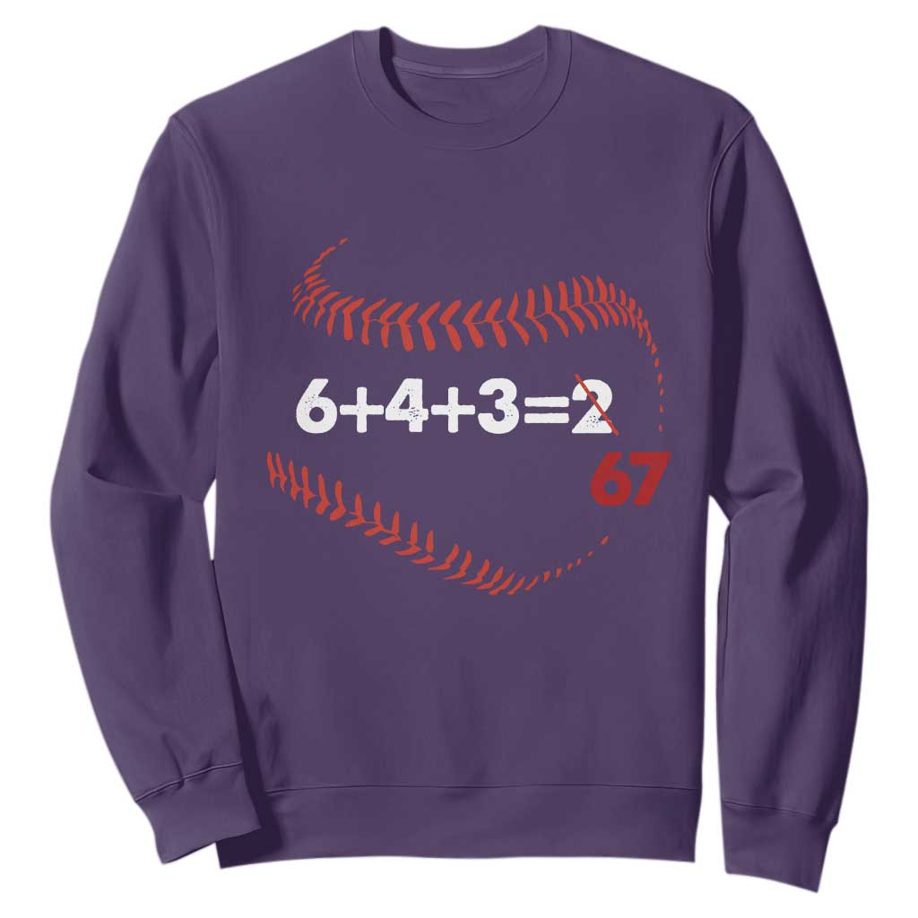 Funny 6432 67 Baseball Sweatshirt Double Play Outs Baseball Player TS11 Purple Print Your Wear