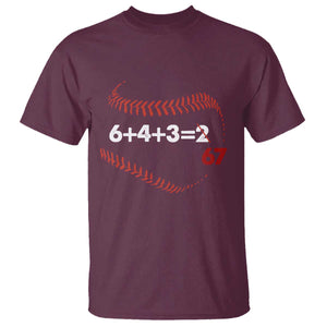Funny 6432 67 Baseball T Shirt Double Play Outs Baseball Player TS11 Maroon Print Your Wear