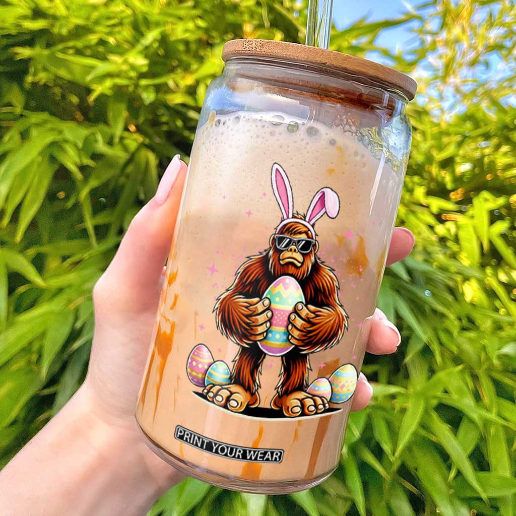 Funny Bigfoot Easter Day Bunny Sasquatch Egg Glass Can TS11 Black Print Your Wear