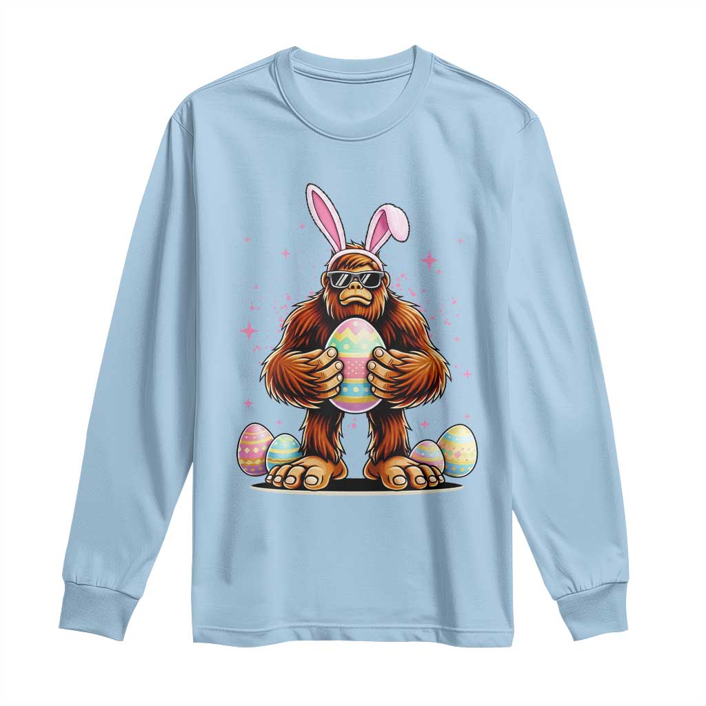 Funny Bigfoot Easter Day Bunny Sasquatch Egg Long Sleeve Shirt TS11 Light Blue Print Your Wear