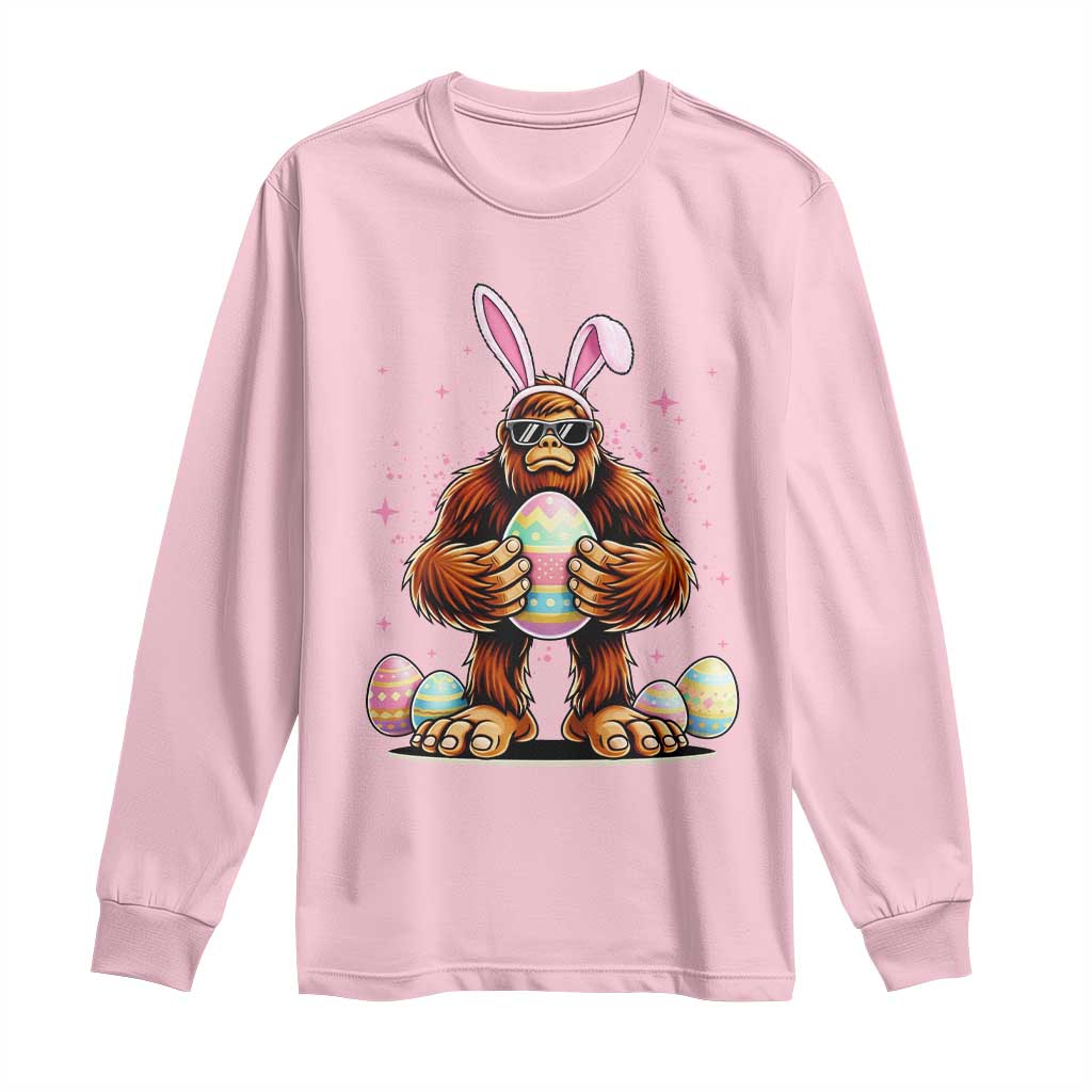 Funny Bigfoot Easter Day Bunny Sasquatch Egg Long Sleeve Shirt TS11 Light Pink Print Your Wear