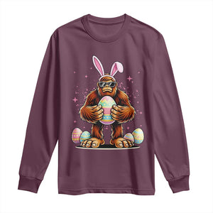 Funny Bigfoot Easter Day Bunny Sasquatch Egg Long Sleeve Shirt TS11 Maroon Print Your Wear