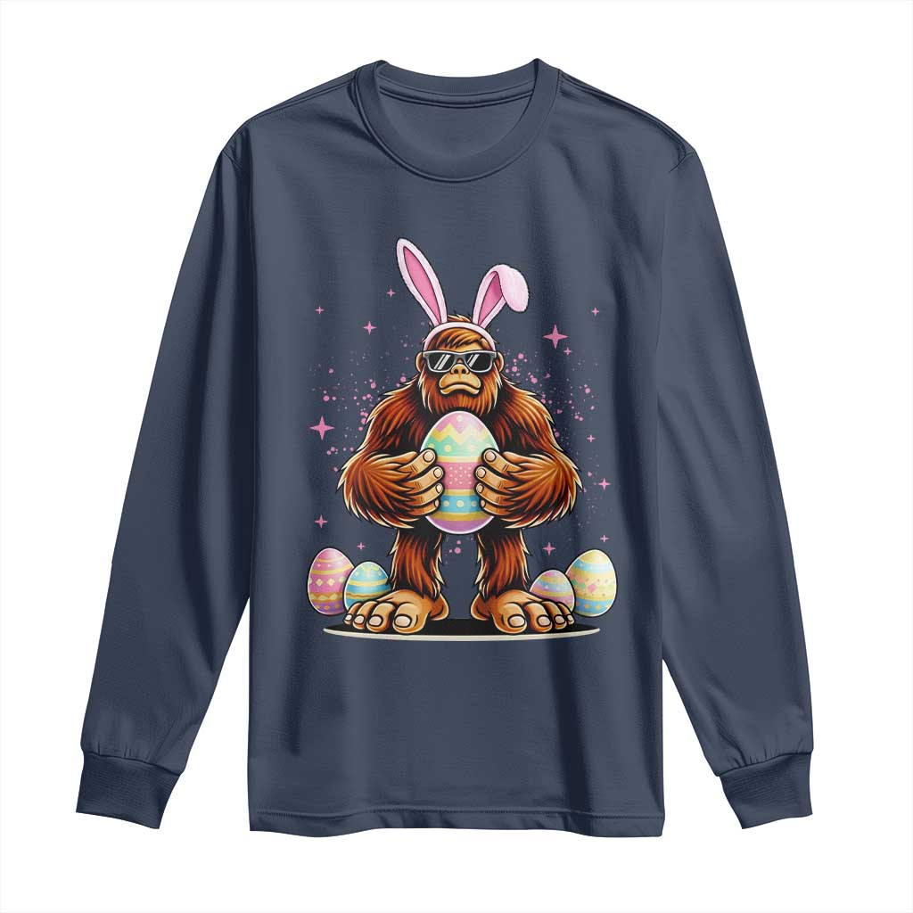 Funny Bigfoot Easter Day Bunny Sasquatch Egg Long Sleeve Shirt TS11 Navy Print Your Wear