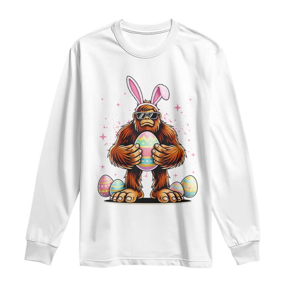 Funny Bigfoot Easter Day Bunny Sasquatch Egg Long Sleeve Shirt TS11 White Print Your Wear