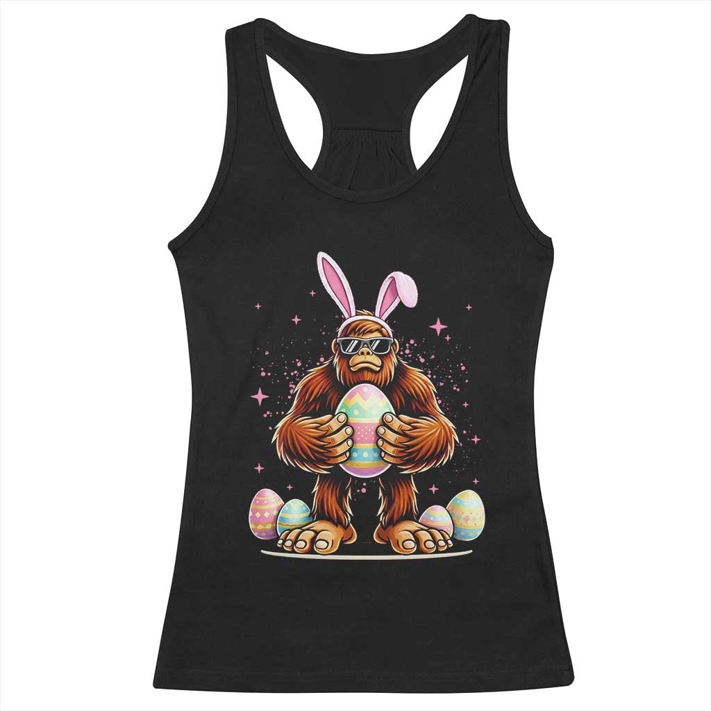 Funny Bigfoot Easter Day Bunny Sasquatch Egg Racerback Tank Top TS11 Black Print Your Wear