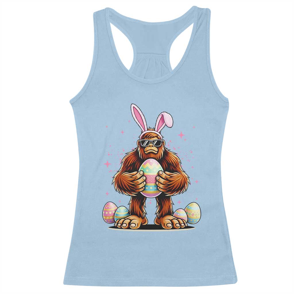 Funny Bigfoot Easter Day Bunny Sasquatch Egg Racerback Tank Top TS11 Light Blue Print Your Wear