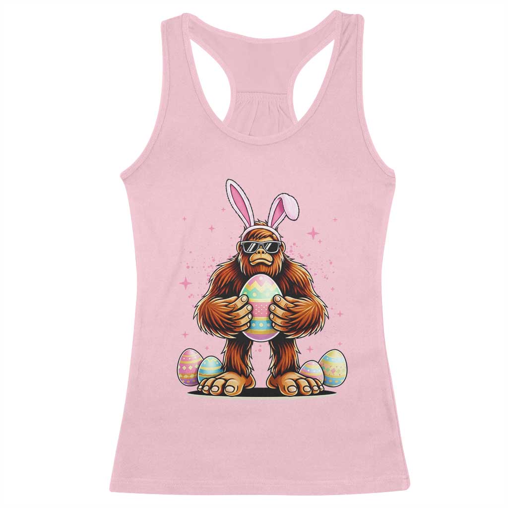 Funny Bigfoot Easter Day Bunny Sasquatch Egg Racerback Tank Top TS11 Light Pink Print Your Wear
