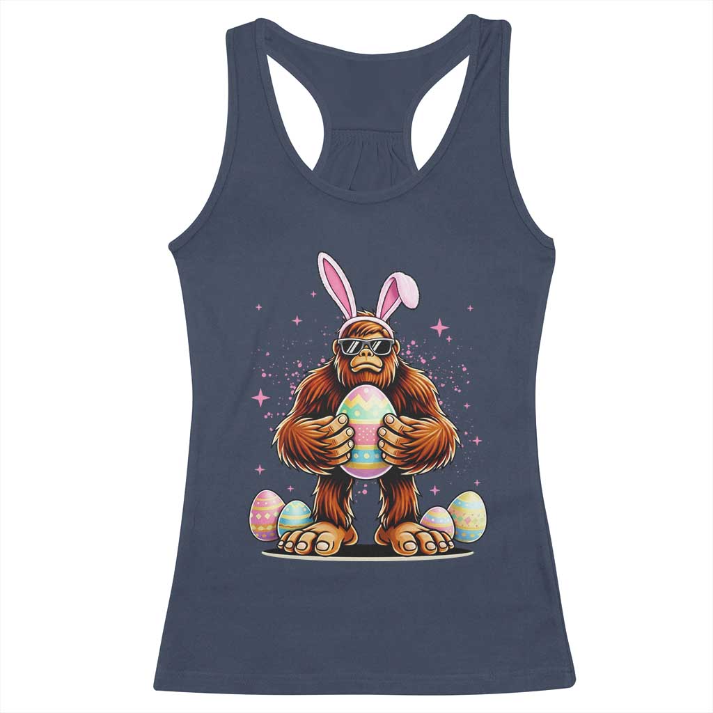 Funny Bigfoot Easter Day Bunny Sasquatch Egg Racerback Tank Top TS11 Navy Print Your Wear