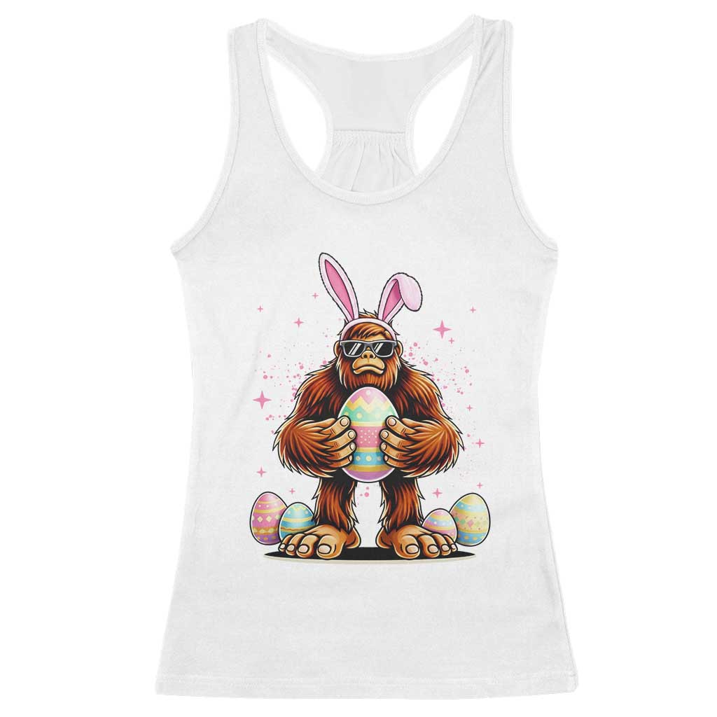 Funny Bigfoot Easter Day Bunny Sasquatch Egg Racerback Tank Top TS11 White Print Your Wear