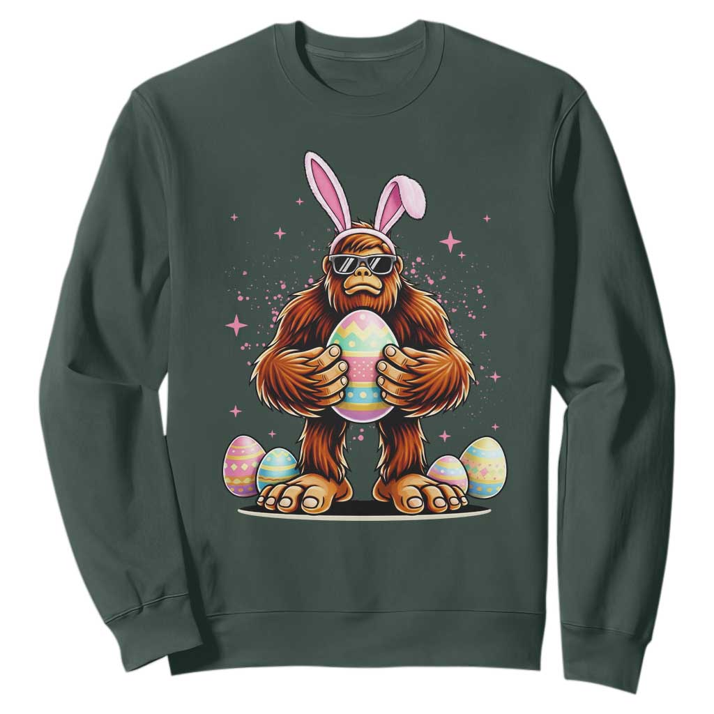 Funny Bigfoot Easter Day Bunny Sasquatch Egg Sweatshirt TS11 Dark Forest Green Print Your Wear