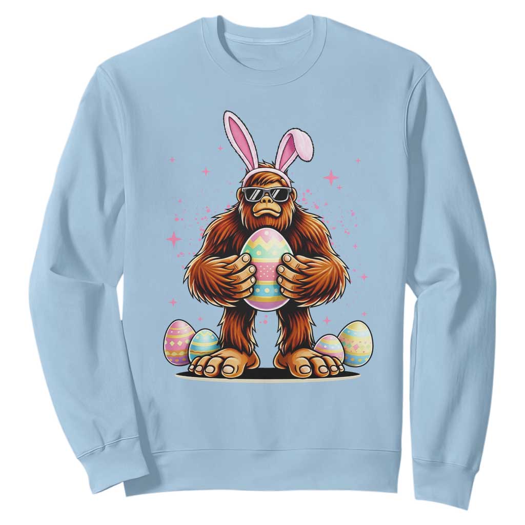 Funny Bigfoot Easter Day Bunny Sasquatch Egg Sweatshirt TS11 Light Blue Print Your Wear