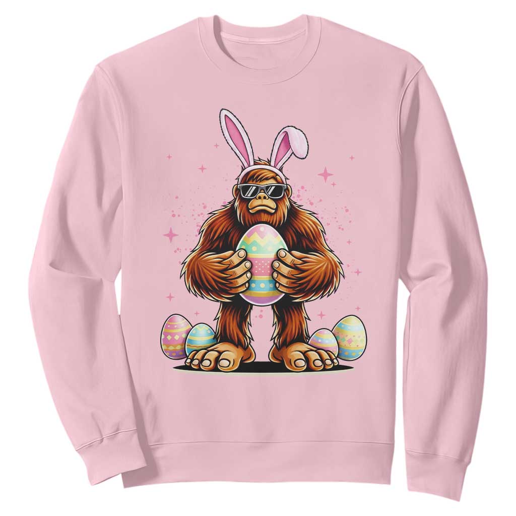 Funny Bigfoot Easter Day Bunny Sasquatch Egg Sweatshirt TS11 Light Pink Print Your Wear