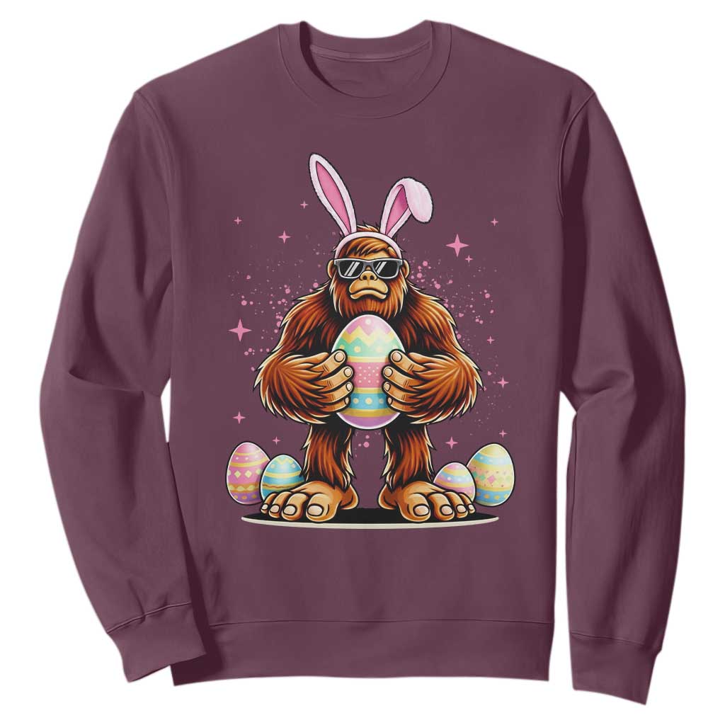 Funny Bigfoot Easter Day Bunny Sasquatch Egg Sweatshirt TS11 Maroon Print Your Wear