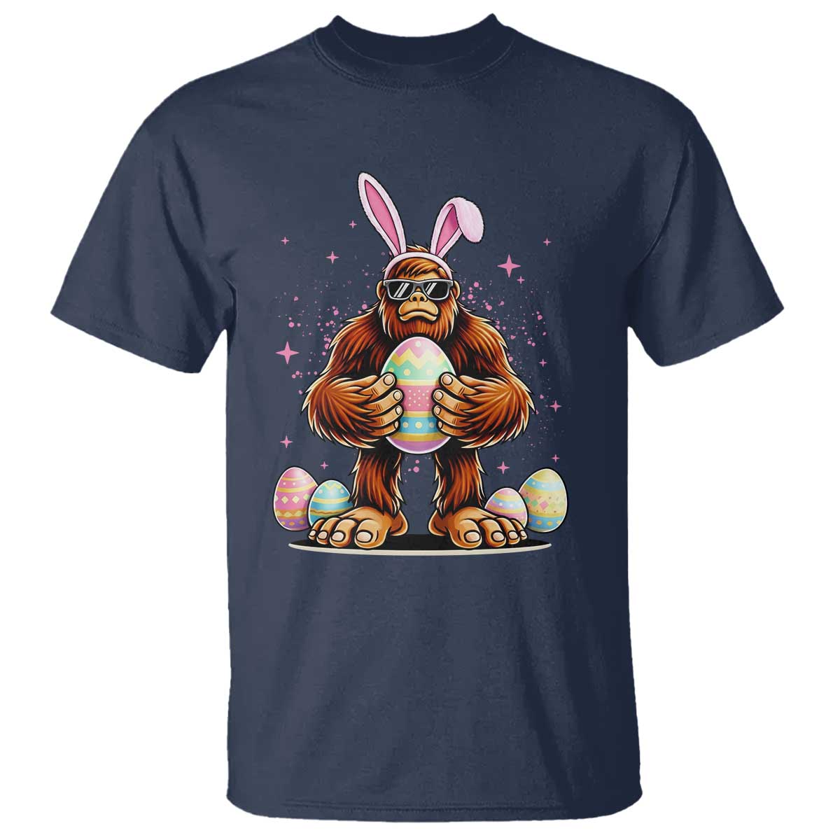 Funny Bigfoot Easter Day Bunny Sasquatch Egg T Shirt TS11 Navy Print Your Wear