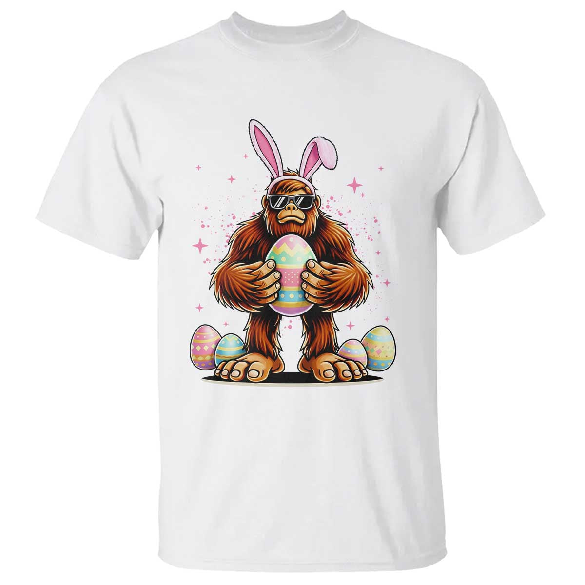 Funny Bigfoot Easter Day Bunny Sasquatch Egg T Shirt TS11 White Print Your Wear