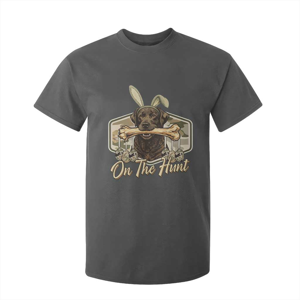 Funny Egg Hunter T Shirt For Kid On The Hunt Camo Easter Labrador Dog TS11 Dark Heather Print Your Wear