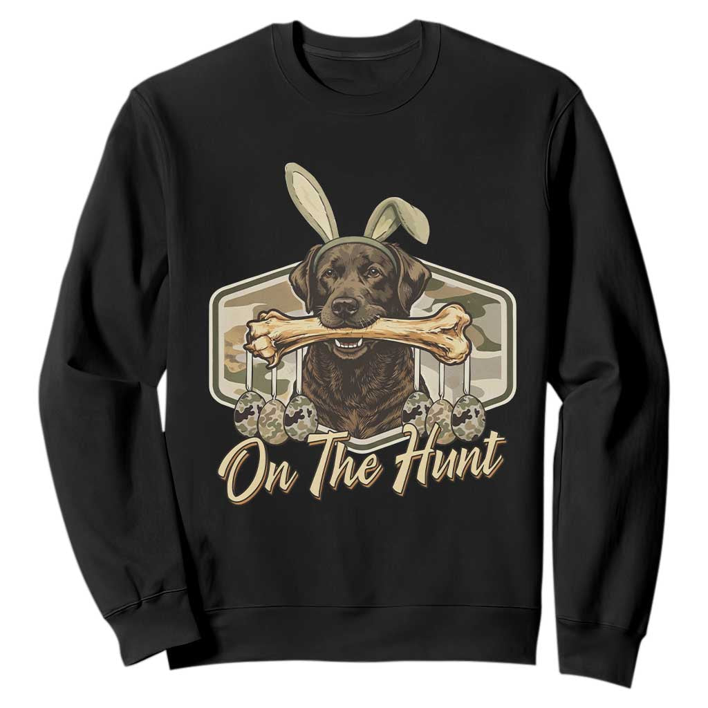 Funny Egg Hunter Sweatshirt On The Hunt Camo Easter Labrador Dog TS11 Black Print Your Wear