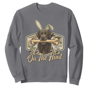 Funny Egg Hunter Sweatshirt On The Hunt Camo Easter Labrador Dog TS11 Charcoal Print Your Wear