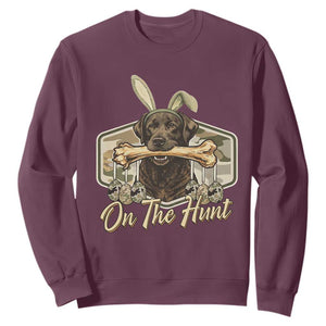 Funny Egg Hunter Sweatshirt On The Hunt Camo Easter Labrador Dog TS11 Maroon Print Your Wear