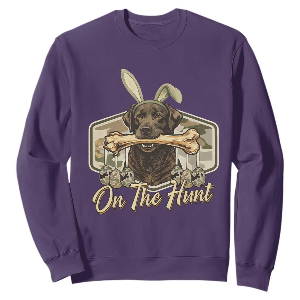 Funny Egg Hunter Sweatshirt On The Hunt Camo Easter Labrador Dog TS11 Purple Print Your Wear
