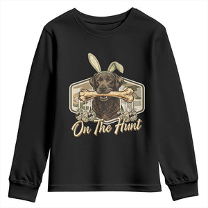 Funny Egg Hunter Youth Sweatshirt On The Hunt Camo Easter Labrador Dog TS11 Black Print Your Wear