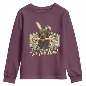 Funny Egg Hunter Youth Sweatshirt On The Hunt Camo Easter Labrador Dog TS11 Maroon Print Your Wear