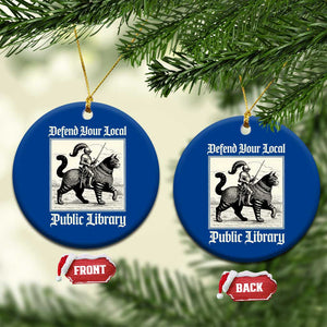 Defend Your Local Public Library Ceramic Ornament Knight Cat for Fantasy Book Lovers TS11 1pc Blue Print Your Wear