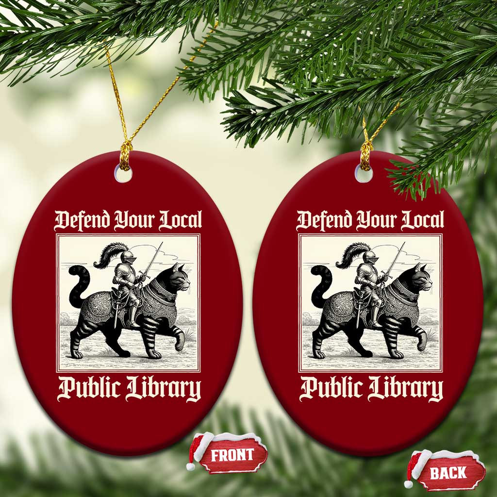 Defend Your Local Public Library Ceramic Ornament Knight Cat for Fantasy Book Lovers TS11 Print Your Wear
