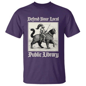 Defend Your Local Public Library T Shirt Knight Cat for Fantasy Book Lovers TS11 Purple Print Your Wear