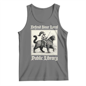 Defend Your Local Public Library Tank Top Knight Cat for Fantasy Book Lovers TS11 Black Heather Print Your Wear