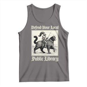 Defend Your Local Public Library Tank Top Knight Cat for Fantasy Book Lovers TS11 Deep Heather Print Your Wear