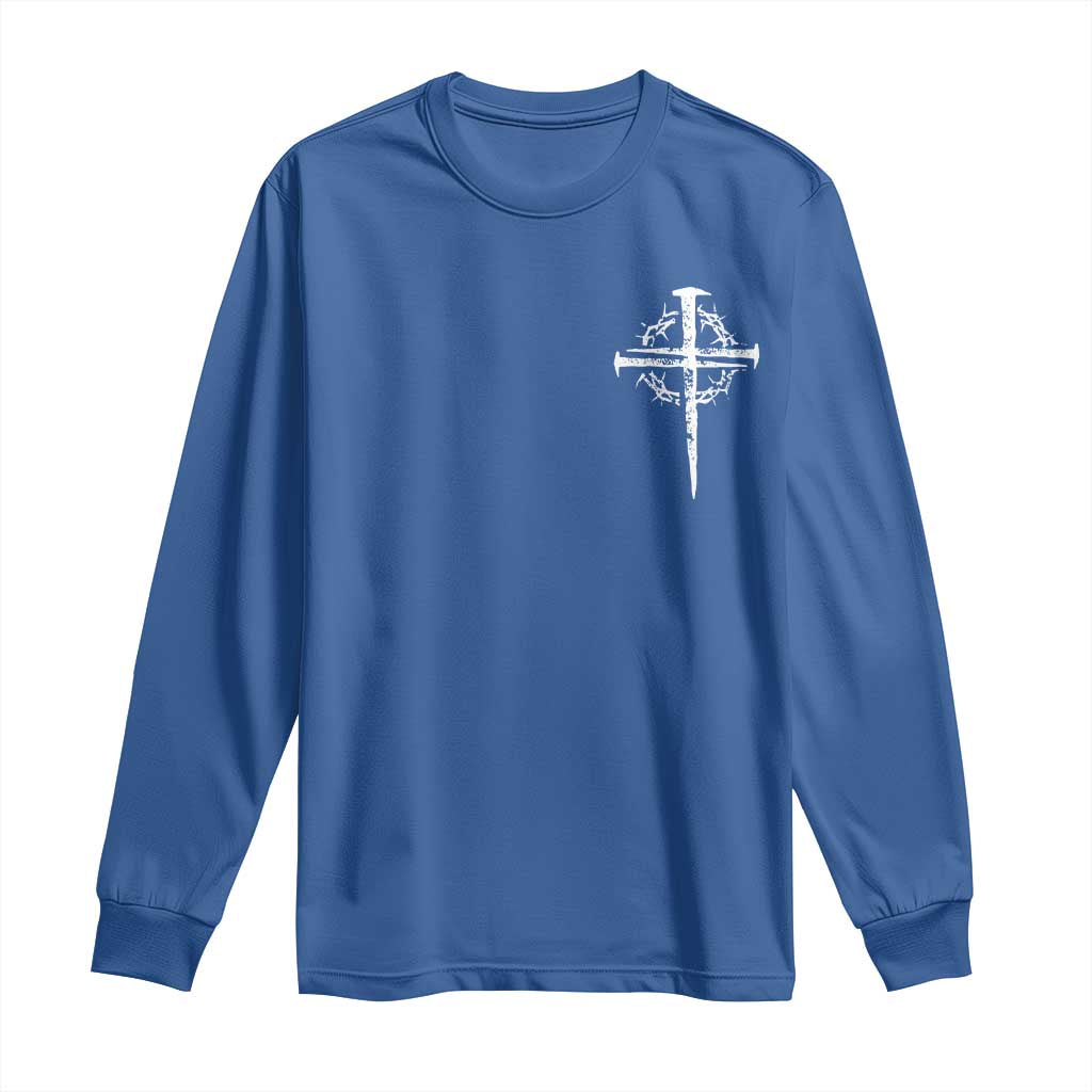 Christian Religious Jesus Shirt with Cross Logo Graphic Long Sleeve Shirt TS11 Royal Blue Print Your Wear