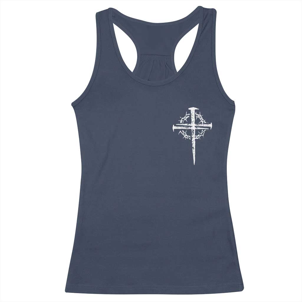 Christian Religious Jesus Shirt with Cross Logo Graphic Racerback Tank Top TS11 Navy Print Your Wear